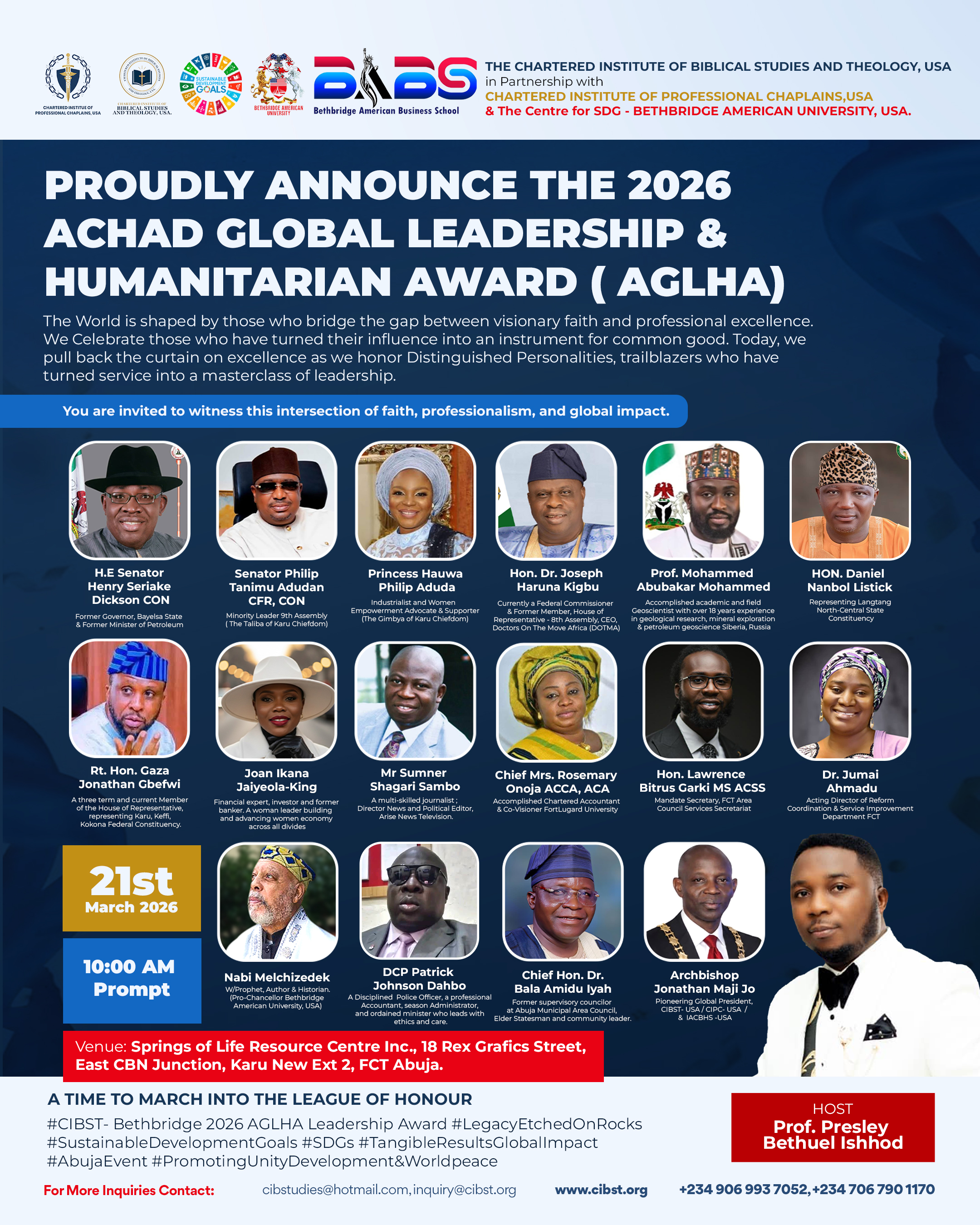 ACHAD Global Leadership & Humanitarian Award 2026